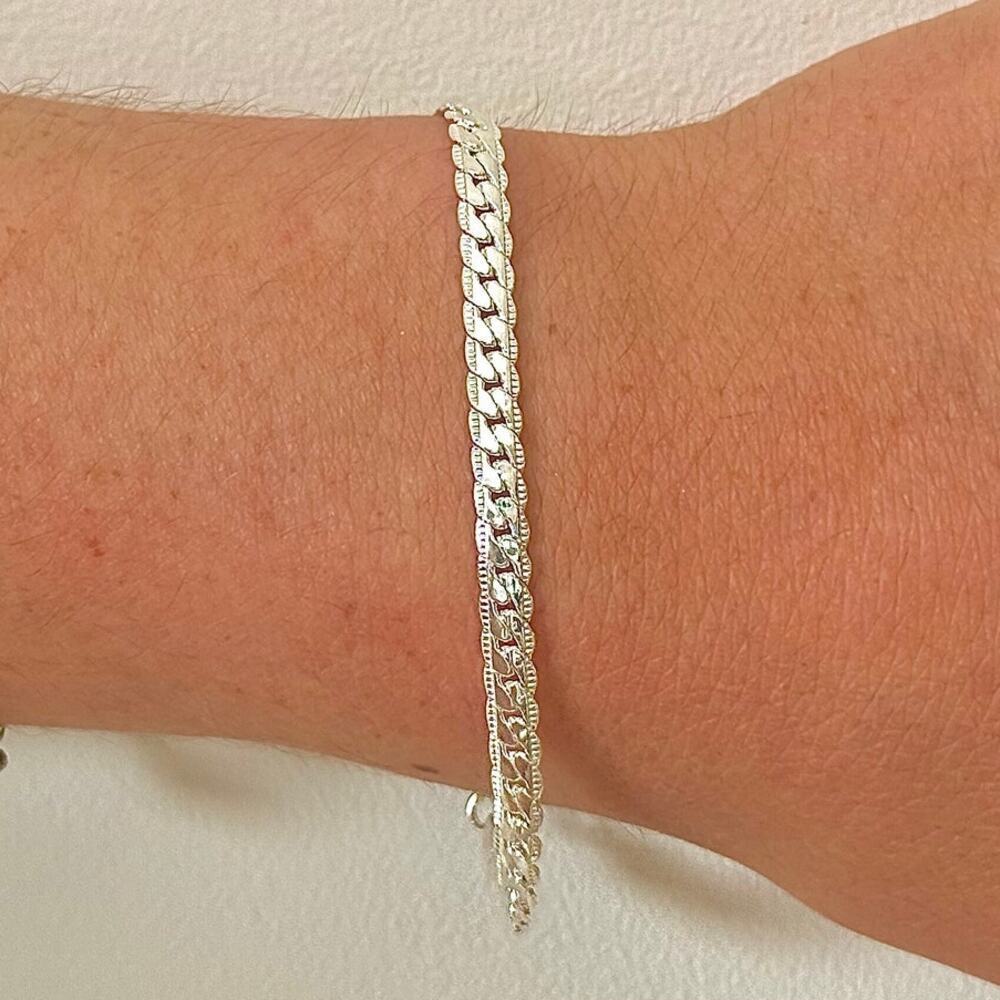 Y2K Sterling Silver 925 Snake Chain Bracelet 8 Inch Unisex Stainless Steel - Picture 6 of 8